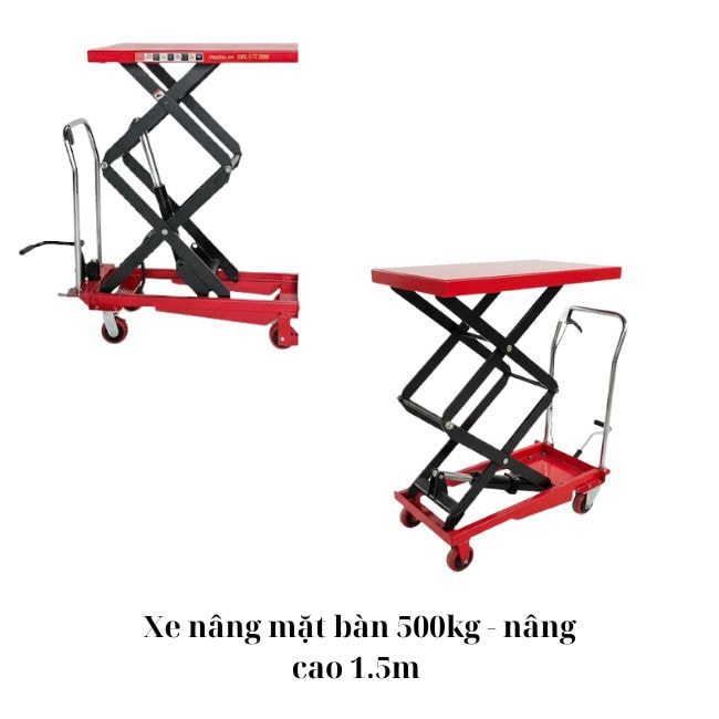 Xe nâng mặt bàn 500kg - nâng cao 1.5m
