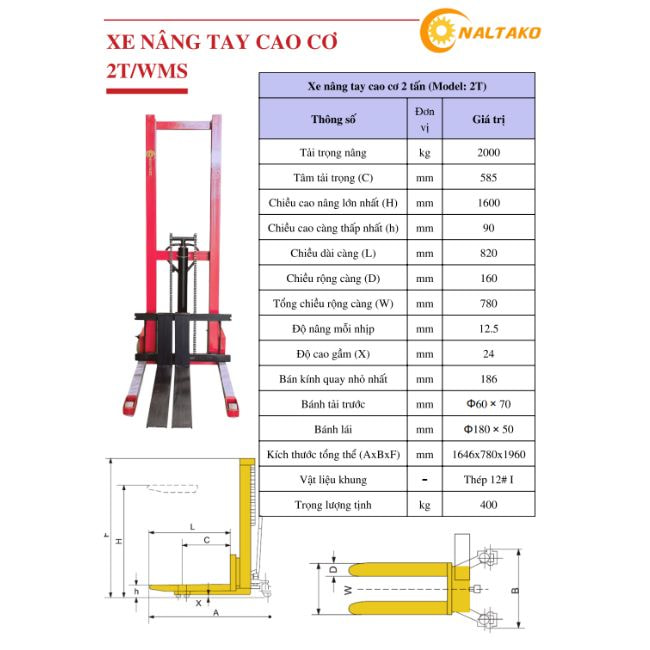 Xe nâng tay cao 2 tấn 2 Xe nâng tay cao 2 tấn 2